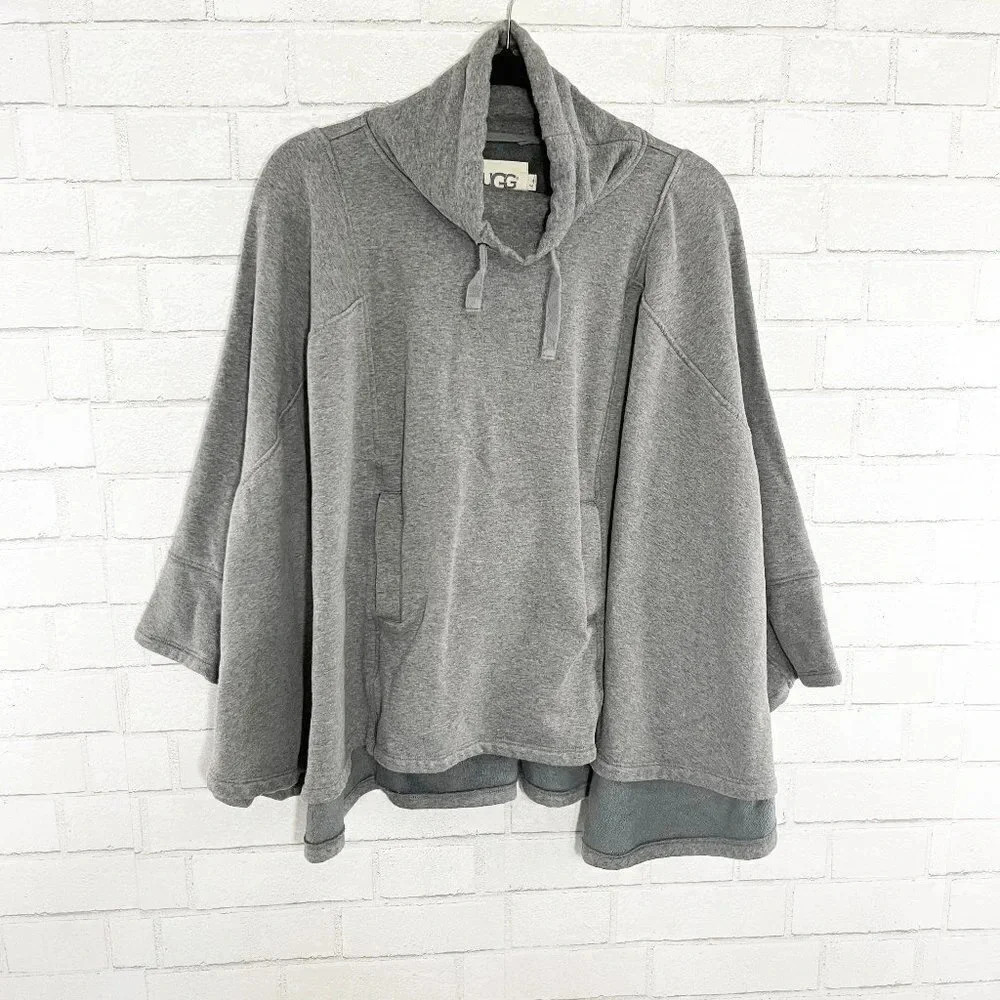 Ugg Gray Pichot Cowl Neck Poncho with Built in Sleeves Women's Size XS/Small